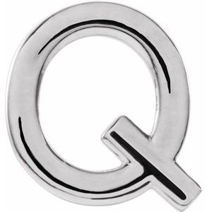 14K White Gold Single Initial Q Earring