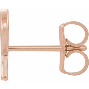 14K Rose Gold Single Initial P Earring