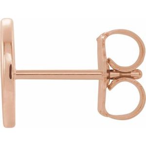 14K Rose Gold Single Initial O Earring