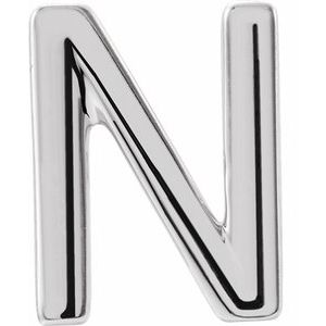 Sterling Silver Single Initial N Earring
