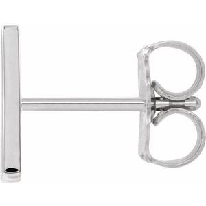 14K White Gold Single Initial N Earring