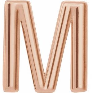 14K Rose Gold Single Initial M Earring