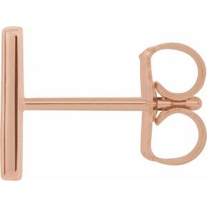 14K Rose Gold Single Initial M Earring