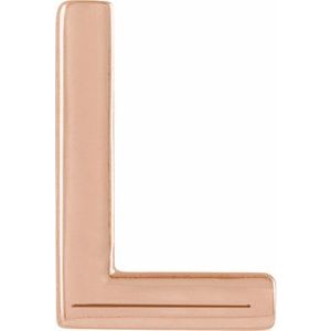 14K Rose Gold Single Initial L Earring