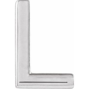 14K White Gold Single Initial L Earring