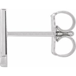 14K White Gold Single Initial L Earring