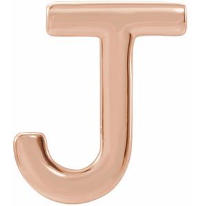 14K Rose Gold Single Initial J Earring