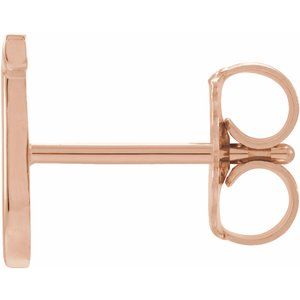 14K Rose Gold Single Initial J Earring