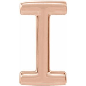 14K Rose Gold Single Initial I Earring