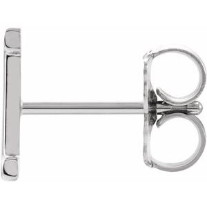 14K White Gold Single Initial I Earring