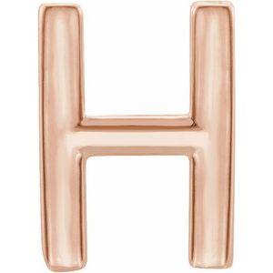 14K Rose Gold Single Initial H Earring