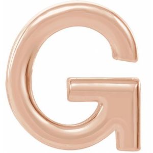 14K Rose Gold Single Initial G Earring
