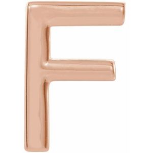 14K Rose Gold Single Initial F Earring