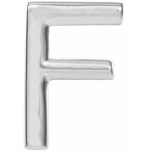 14K White Gold Single Initial F Earring