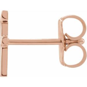 14K Rose Gold Single Initial F Earring