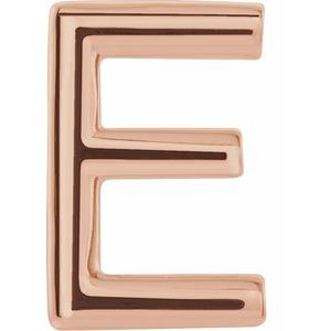 14K Rose Gold Single Initial E Earring