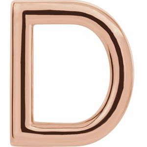 14K Rose Gold Single Initial D Earring