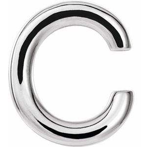 14K White Gold Single Initial C Earring