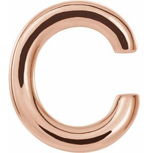 14K Rose Gold Single Initial C Earring
