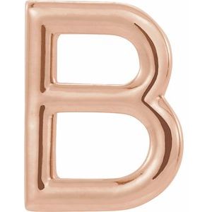 14K Rose Gold Single Initial B Earring