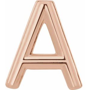 14K Rose Gold Single Initial A Earring
