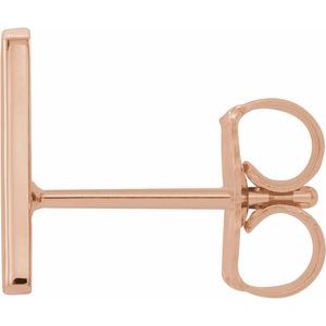 14K Rose Gold Single Initial A Earring