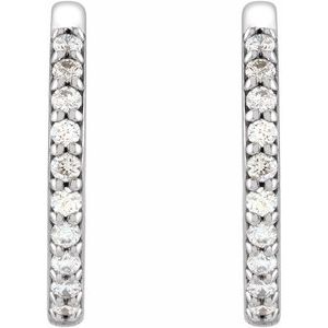 Sterling Silver 1/6 CTW Natural Diamond Hinged 15 mm Hoop Earrings