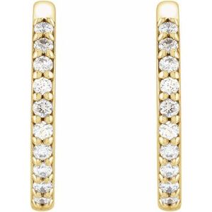 14K Yellow Gold 1/6 CTW Natural Diamond Hinged 15 mm Hoop Earrings