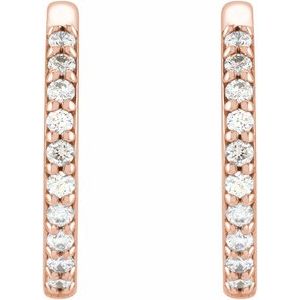 14K Rose Gold 1/6 CTW Natural Diamond Hinged 15 mm Hoop Earrings