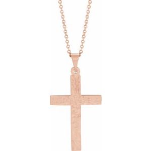 14K Rose Gold Cross 18" Necklace