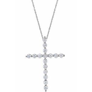 14K Yellow Gold 1 1/4 CTW Natural Diamond Cross 18" Necklace
