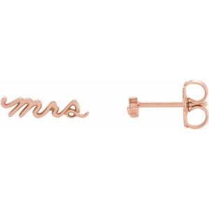 14K Rose Gold Mrs Earrings
