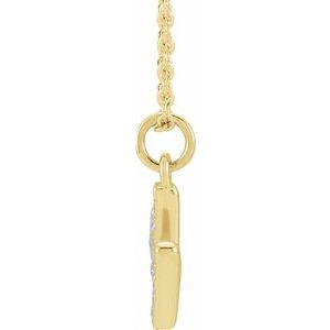 14K Yellow Gold .06 CTW Natural Diamond Petite Initial M 16-18" Necklace