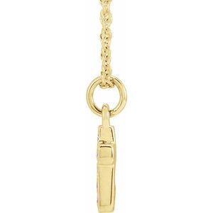 14K Yellow Gold .04 CTW Natural Diamond Youth Cross 15" Necklace