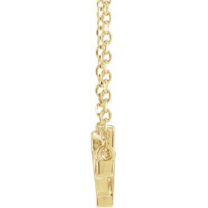 14K Yellow Gold Sideways Cross & Heart 18" Necklace