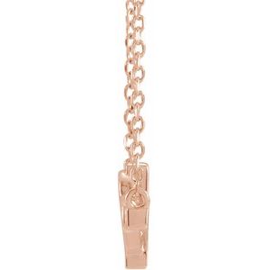 14K Rose Gold Sideways Cross & Heart 18" Necklace