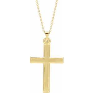 14K Yellow Gold Cross 18" Necklace