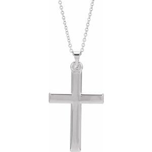 14K White Gold Cross 18" Necklace