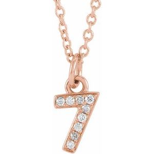 14K Rose Gold Petite PavÃ©Â®.03 CTW Natural Diamond Numeral 7 16-18" Necklace