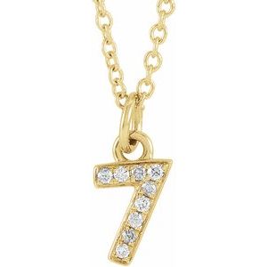 14K Yellow Gold Petite PavÃ©Â®.03 CTW Natural Diamond Numeral 7 16-18" Necklace