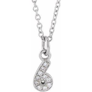14K White Gold Petite PavÃ©Â®.04 CTW Natural Diamond Numeral 6 16-18" Necklace