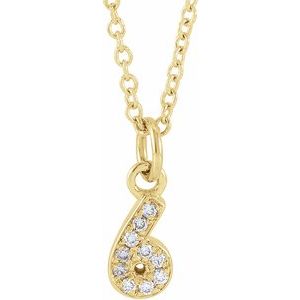 14K Yellow Gold Petite PavÃ©Â®.04 CTW Natural Diamond Numeral 6 16-18" Necklace