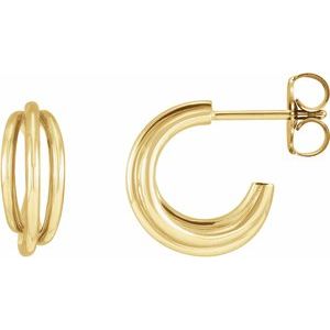 14K Yellow Gold Left 12 mm Hoop Earrings