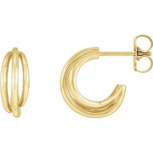 14K Yellow Gold Right 12 mm Hoop Earrings