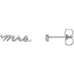 14K White Gold Mrs Earrings