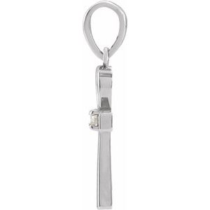 Platinum .03 CT Natural Diamond Ankh Cross Pendant