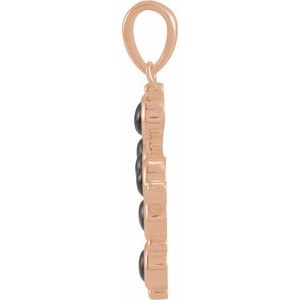 14K Rose Gold Natural Black Onyx Cross Pendant