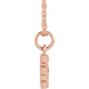 14K Rose Gold .04 CTW Natural Diamond Petite Initial E 16-18" Necklace