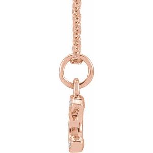14K Rose Gold .04 CTW Natural Diamond Petite Initial C 16-18" Necklace