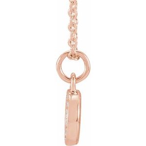14K Rose Gold .05 CTW Natural Diamond Petite Initial O 16-18" Necklace